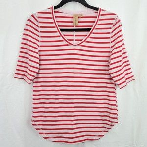 Indyeva Sz S Women's  Voolama III pink and red stripe active wear t shirt